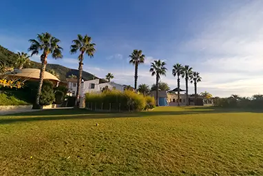 Jardí privat 6000m² amb palmeres Can Jordi del Montnegre - casa rural jardí mediterrani Barcelona Catalunya