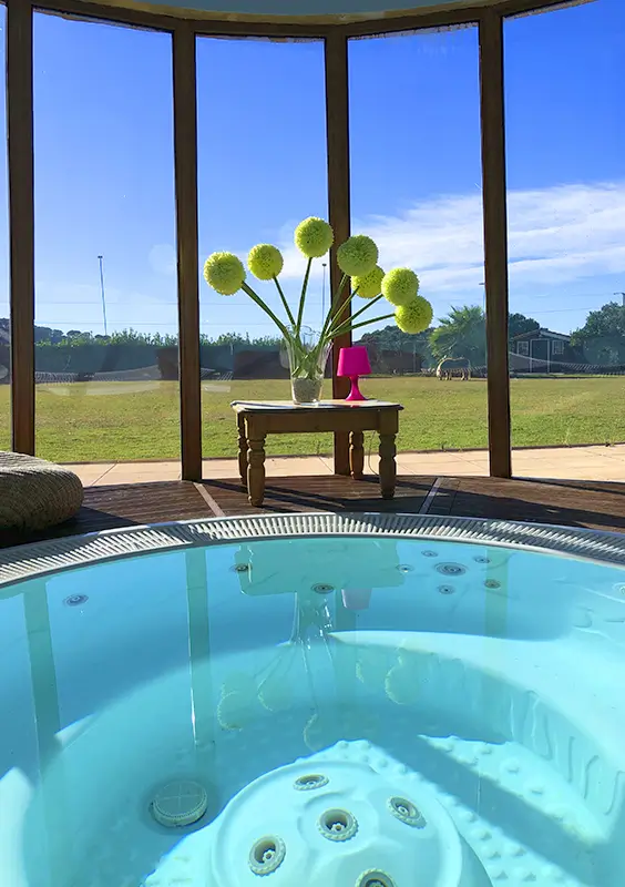 Jacuzzi panoràmic amb vistes al jardí - spa casa rural Can Jordi wellness Barcelona